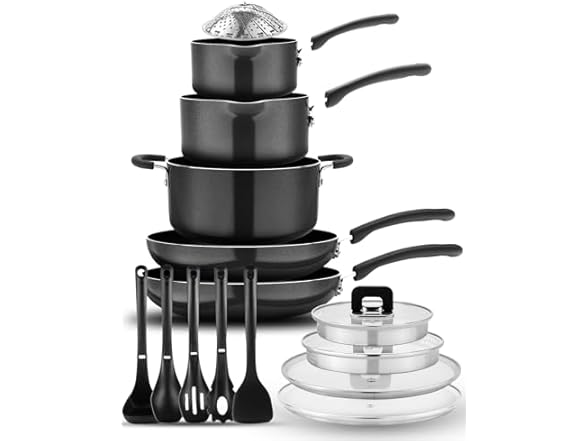 NutriChef 17pc Non-Stick Cookware Set
