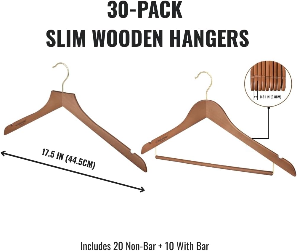 Sukkiri Homu Wooden Hanger Set for Closet - 30 Pack - Gallery 8