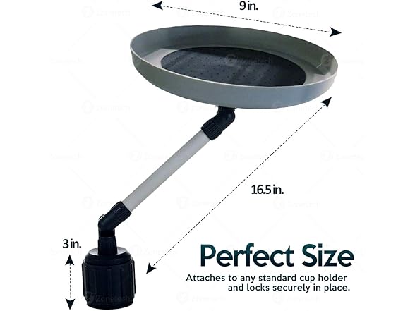 Zone Tech TR0004 Car Cup Holder Swivel Tray and Storage
