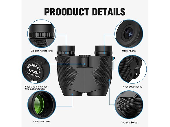 retulgie 12x25 Binoculars for Adults