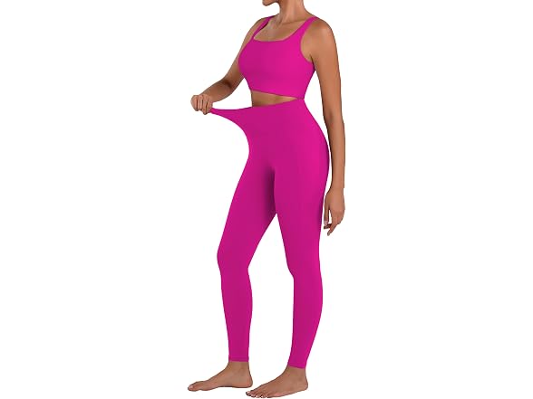 Sunzel Womens Leggings 25in M Hot Pink W/Pockets