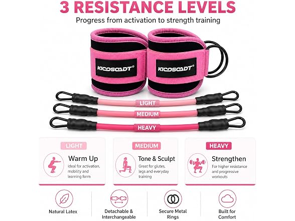 KICOSOADT Ankle Resistance Bands w/Cuffs