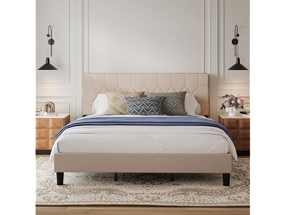 Avenco King Size Bed Frame with 3-Height Adjustable Headboard