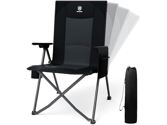 EVER ADVANCED Black Reclining Camping Chair