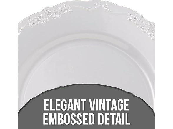 Fun Express Bulk Vintage Ivory Plastic Dinner Plates