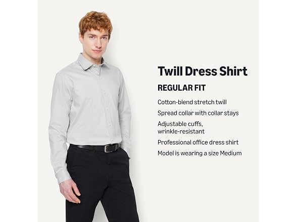 Amazon Essentials Men Stretch Wrinkle Shirt Grey
