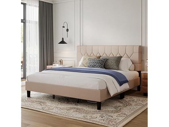 Avenco King Size Bed Frame with 3-Height Adjustable Headboard