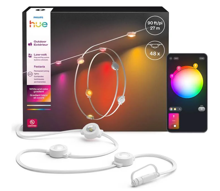 Philips Hue Festavia Permanent Outdoor Lights, 90ft - Gallery 13