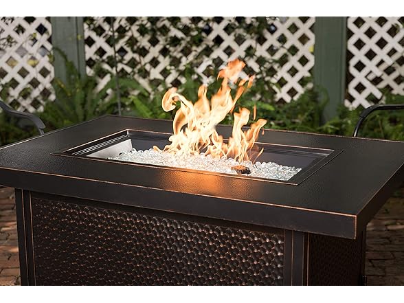 Fire Sense Weyland Hammered Aluminum Convertible Gas Fire Pit Table