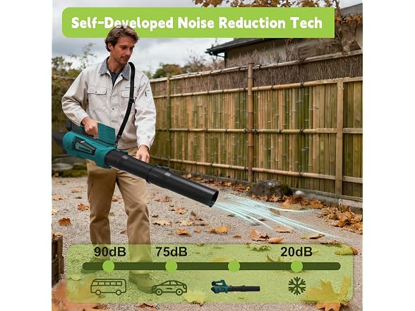 Blue 21V Quiet 6-Speed Electric Leaf Blower