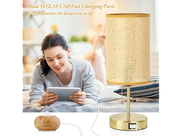 Lakumu 2 Pack Table Lamps w/USB, Yellow