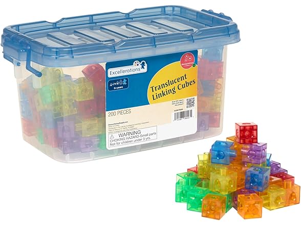 Excellerations Translucent Linking Cubes - 200 Pieces
