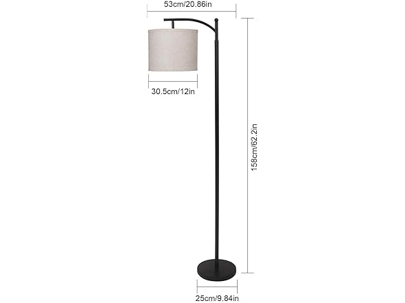 62" Curved Floor Lamp w/Foot Switch