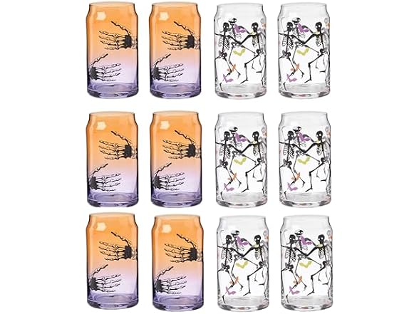 Halloween Harvest Can Cooler Glasses, Set of 12