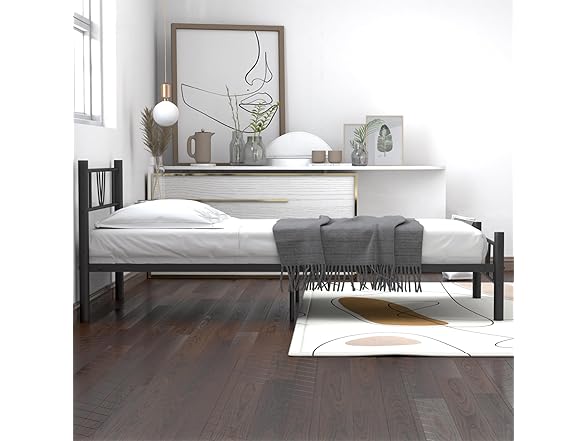 Relyblo Twin Size Metal Platform Bed Fra
