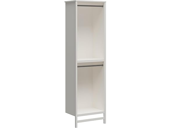 Systembuild Evolution Luxe 2-Shelf Double Clothing Rod Closet Tower, Ivory Oak