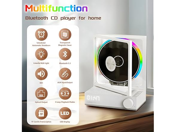 MANAYO Vertical CD Player Bluetooth Speaker