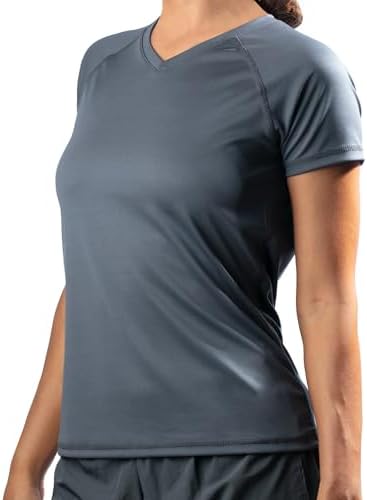 Kanu Surf Women's UPF 50+ Short Sleeved Active Swim Shirt Rash Guard & Workout Top, Solid Charcoal, Small