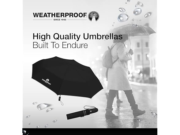 Weatherproof Automatic Rain Umbrella, Black