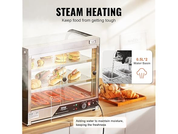 2-Tier Commercial Food Warmer Display, 850W Food