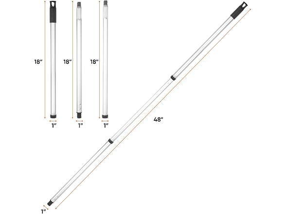 Superio 3 Part Heavy Duty Metal Handle Pole with