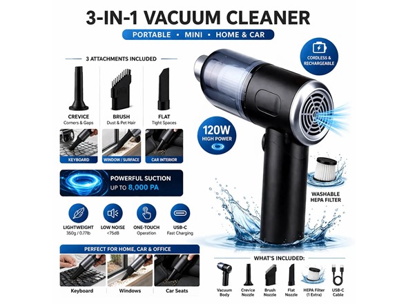 3-in-1 Wireless Handheld Vacuum