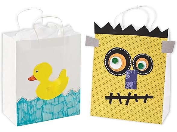 Fun Express DIY Large White Paper Gift Bags - (Pack of 12)