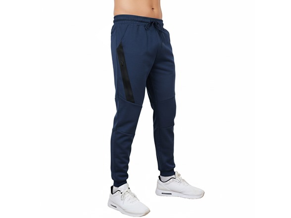 3Pk Asst Mens Tech Joggers w-Stripe Zip Patch