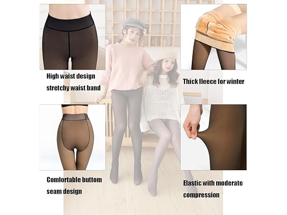 Wolecc Women (One Size Plus) Fleece Lined Tights
