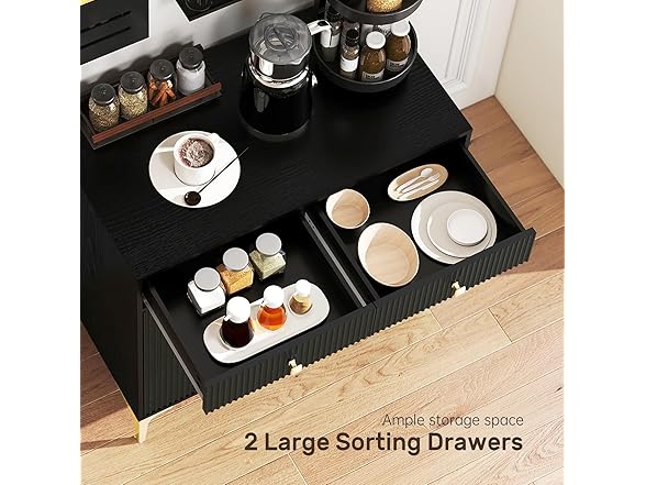 OBEKANN Black Sideboard Buffet Cabinet