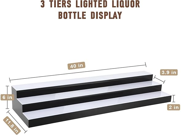 Dollate 3 Tier 40 Inch LED Lighted Liquor Bottle Display