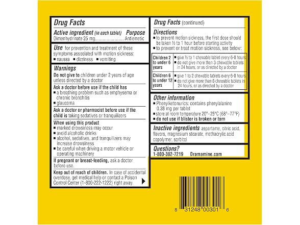 Dramamine | Kids Chewable 8 Count