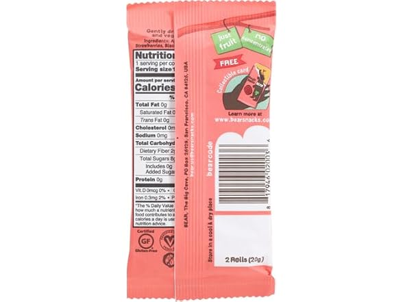 Bear Apple-Pear Strawberry Fruit Rolls, 0.7 oz