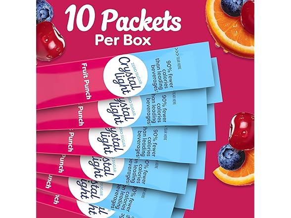 Crystal Light Drink Mix, 10 Packets, Fruit Punch