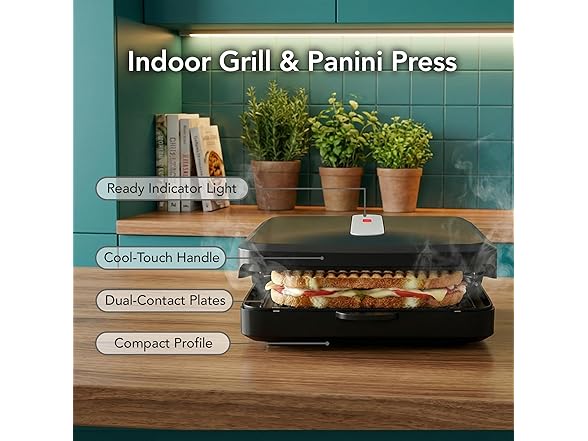 OVENTE 2-Serving Electric Indoor Grill & Panini Press 