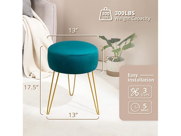 Lue Bona Teal Vanity Stool