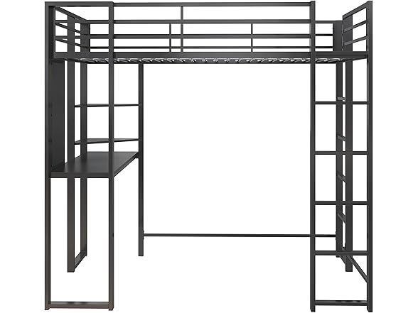DHP Abode Twin Size Metal Loft Bed, Black