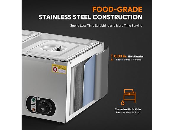WILPREP Two 1/2 Pans Commercial Food Warmer