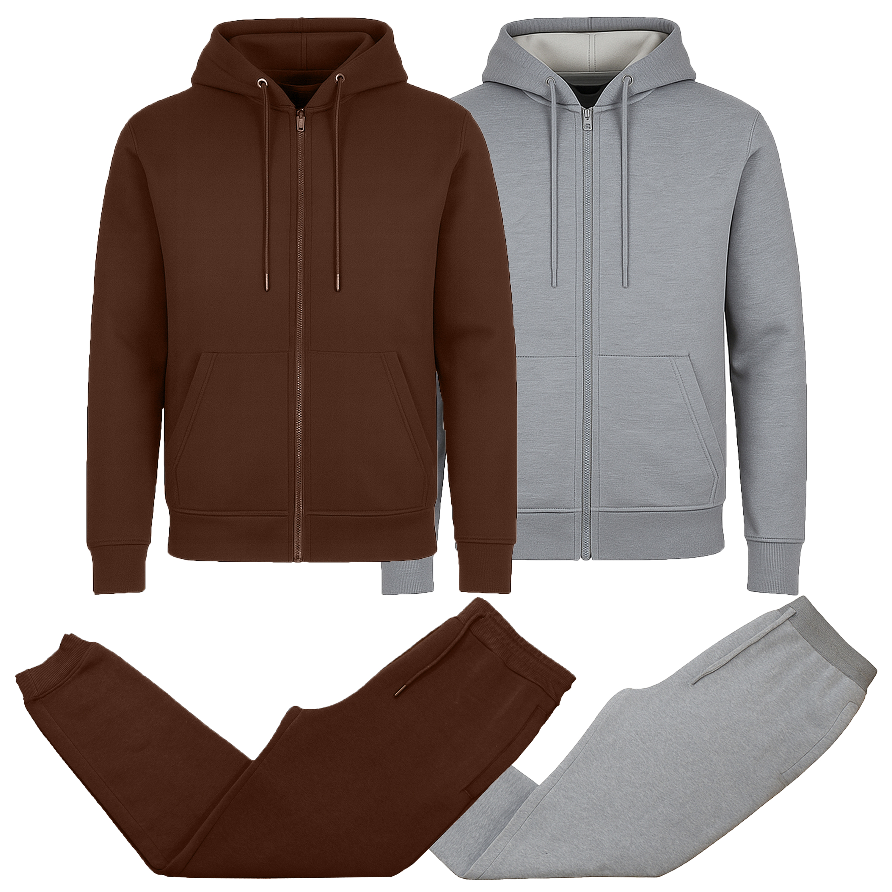 Mens Fleece-Lined Zip Hoodie & Jogger Set - Gallery 34