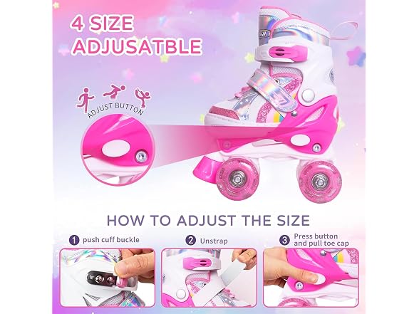 Nattork Adjustable Pink Roller Skates Size XS