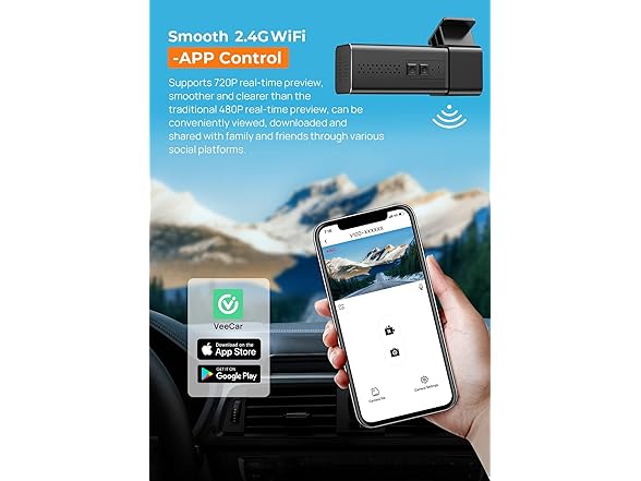 2.5K Mini WiFi Front Dashcam - 32GB SD Included