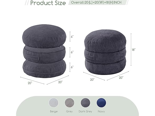Round Pouf Ottoman, Foam Footrest