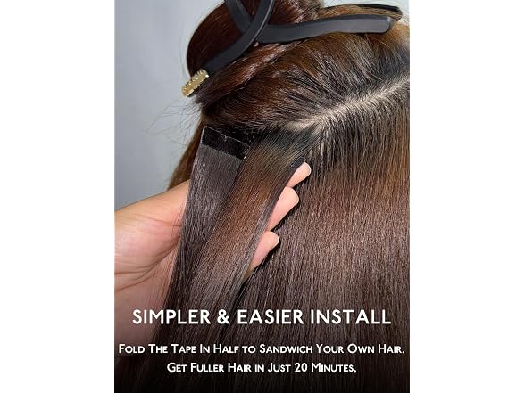 WENNALIFE Dark Brown 3.15" Wide Tape in Hair Extensions