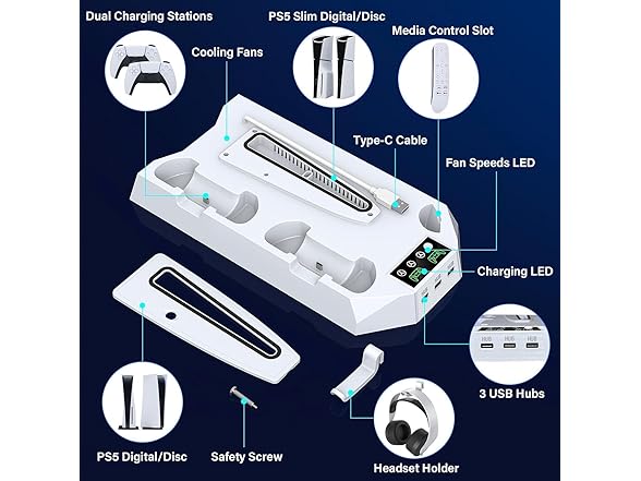 PS5 Slim Stand & Cooling Station