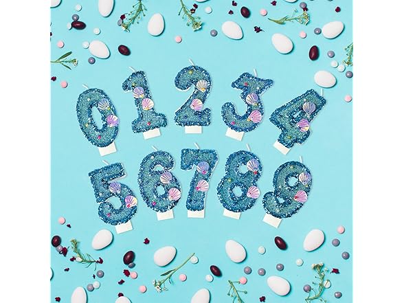 laackys Blue Shell Sequin Number Candle