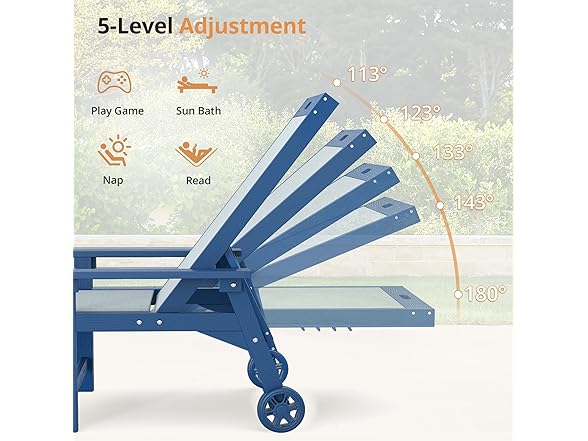 4 Set Dark Blue Outdoor Lounge Chair