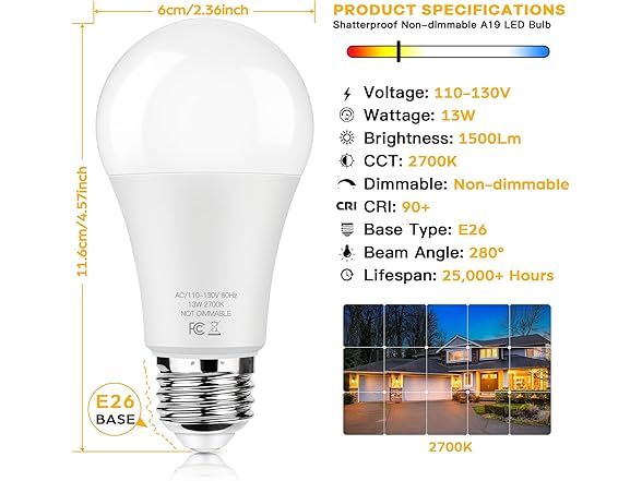Brightever LED Light Bulbs 100W Equivalent 1500 Lumens