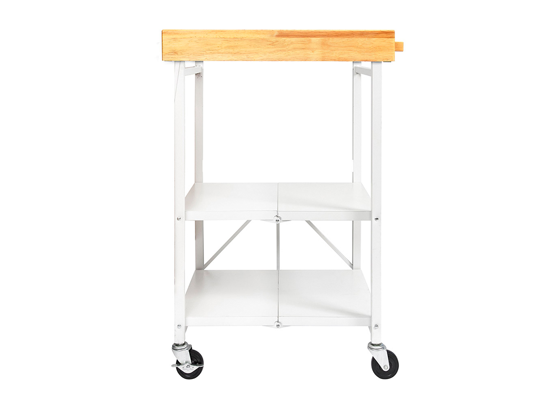 Origami Foldable Wheeled Steel Frame Wood Top Cart - Gallery 9