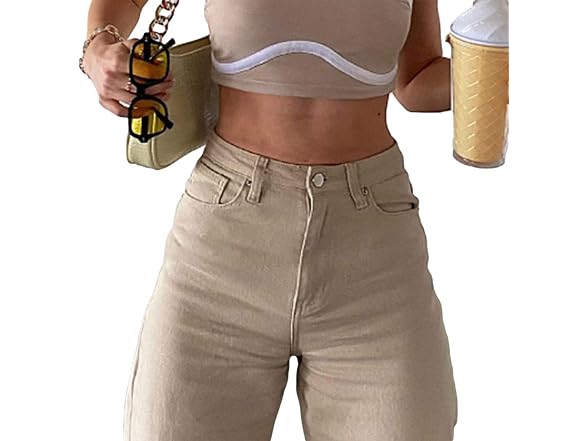 Xbtclxebco Women (S) High Waisted Wide Trousers