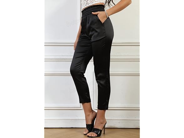 Heipeiwa Women (XS) Paperbag Satin Silky Pants